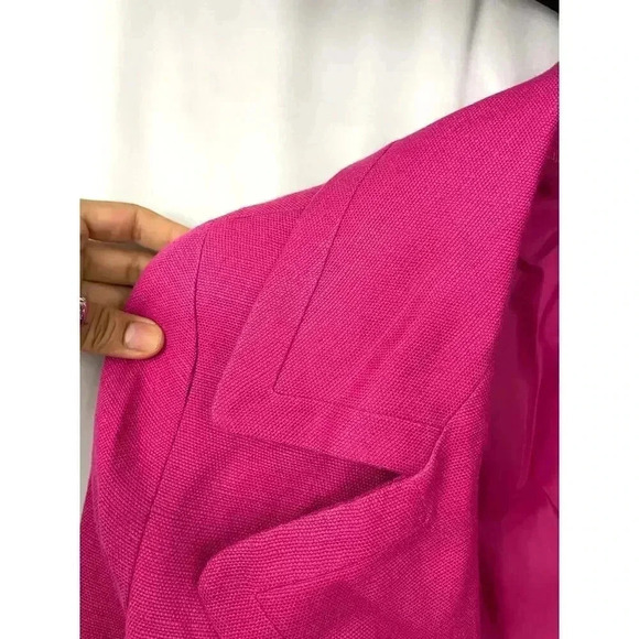 Talbots Pink Button Front Blazer Jacket Womens 12 100% Linen - Business Wear - Picture 8 of 9